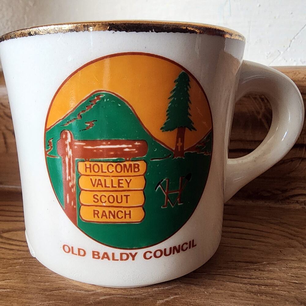 Vintage Boy Scouts Old Baldy Council Holcomb Valley Ranch Mug Cup BSA READ *